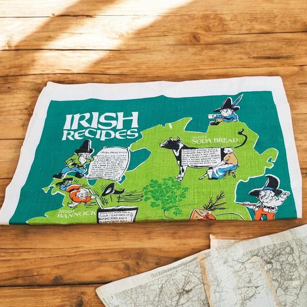 Vintage Irish Recipes Linen Tea Towel – A Nostalgic Kitchen Treasure - Picture 13 of 15